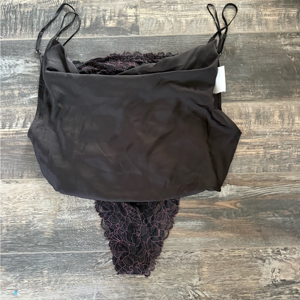 Free People Black Lace Chemise Intimates